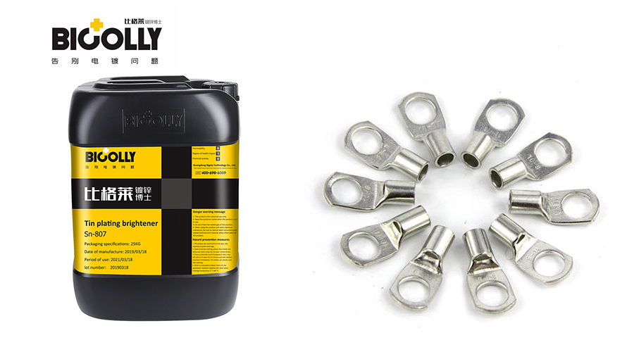 How does tin plating brightener affect the weldability of the coating?